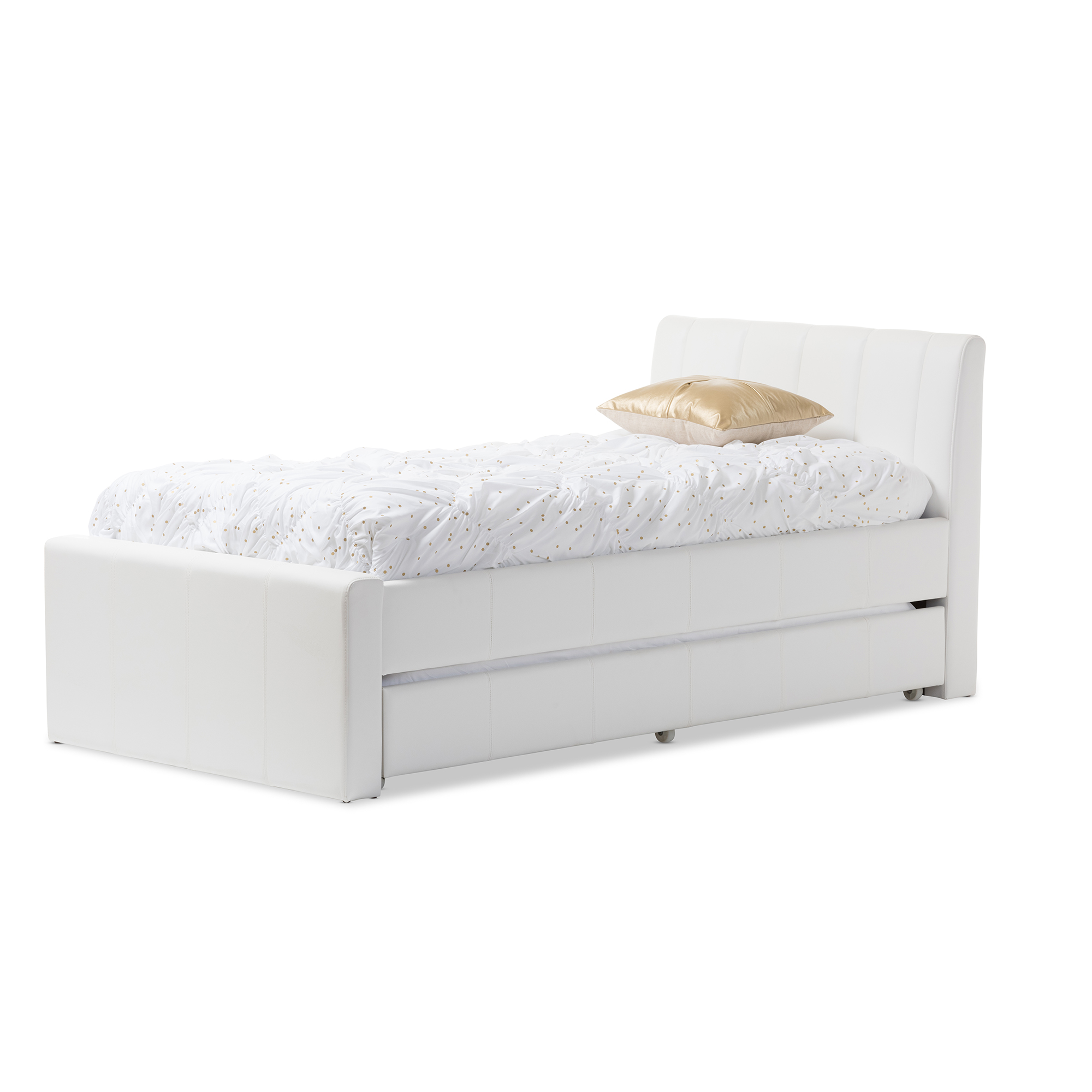 Baxton Studio Cosmo Modern and Contemporary White Faux Leather Twin Size Trundle Bed